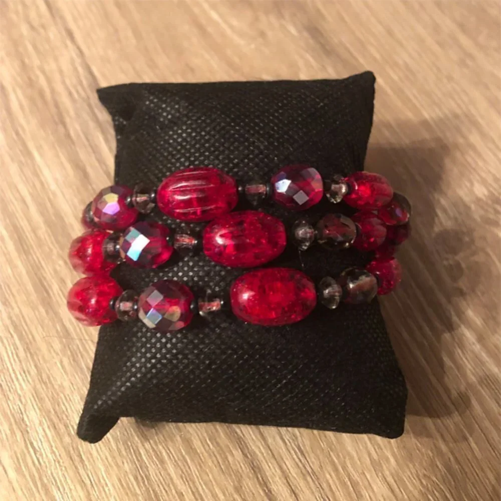 Dark red romantic goth/gothic 3 layers bracelet